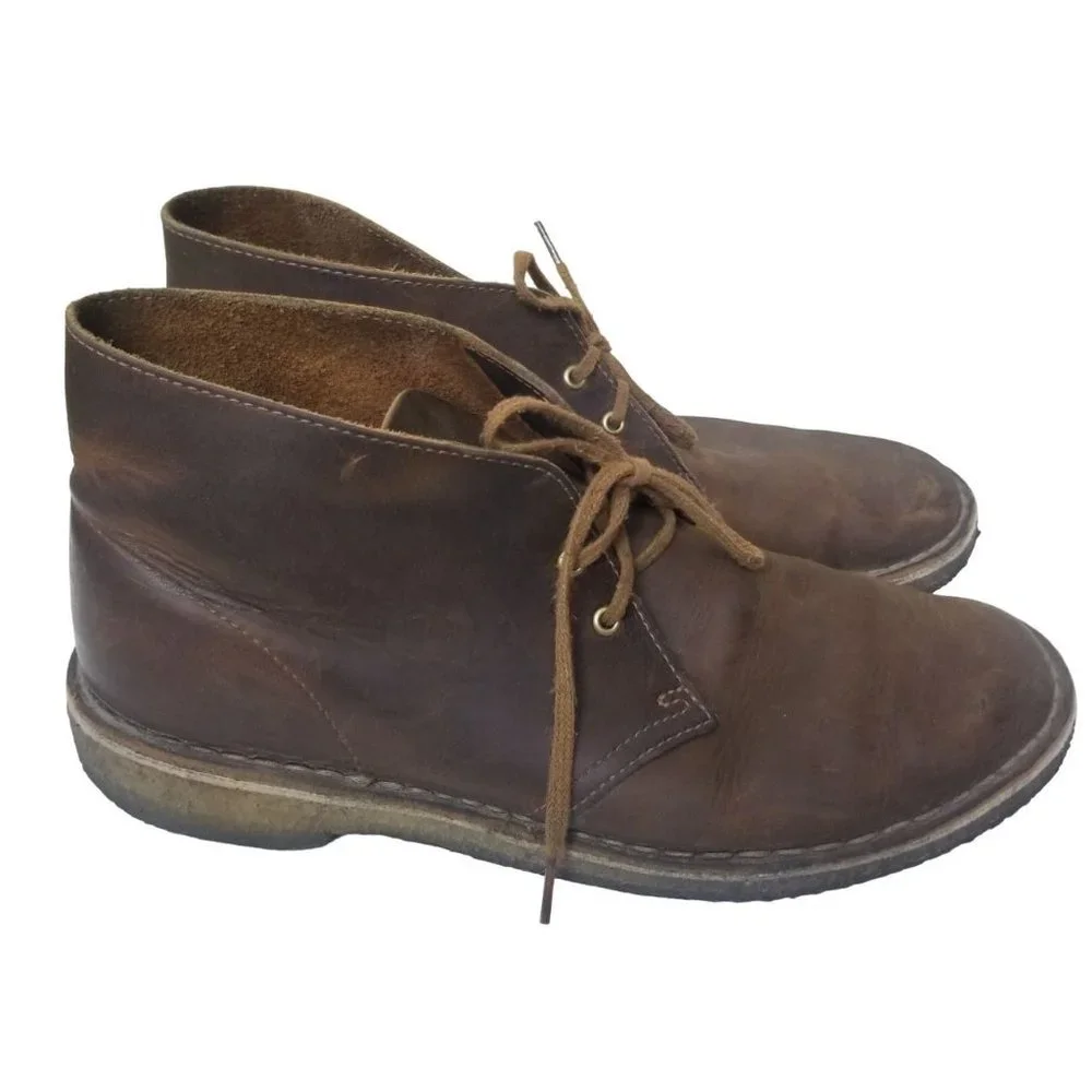 Clarks Mens 8M Brown Suede Leather Lace Up Closed